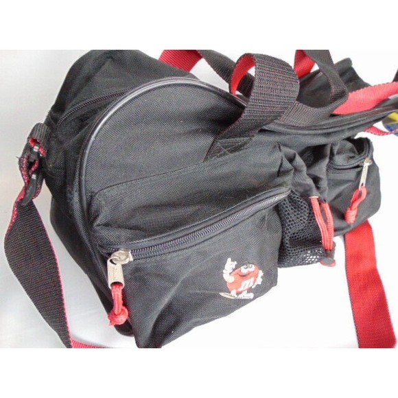 M&M Character Duffel Bag Gym Bag Red M&M Large Pockets Water Bottle Holder - Picture 1 of 8
